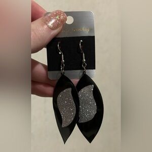 Black & Silver Glittery Earrings